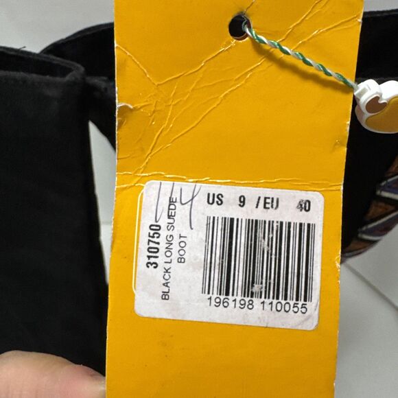 Farm Rio Size 9 Tall Boot Chunky Sole Black VEGAN Suede Women Boho Anthropologie - Picture 3 of 9